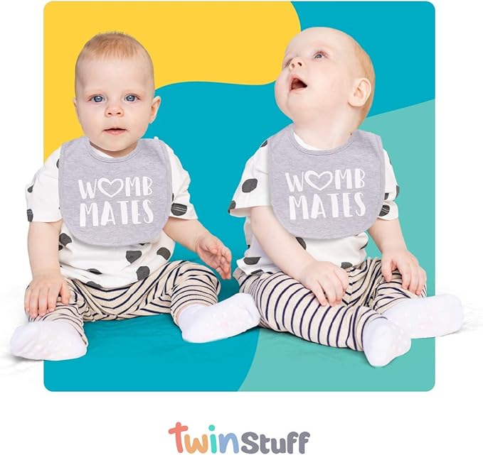 100% Cotton Womb Mates Twin Bibs – Soft, Stylish & Breathable for Boys & Girls – Perfect for Drooling & Teething