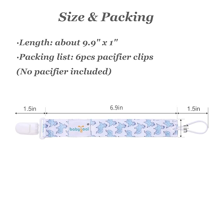 Babygoal Pacifier Clips, 6 Pack Pacifier Holder for Boys and Girls Fits Most Pacifier Styles &Teething Toys and Baby Gift 6PB02