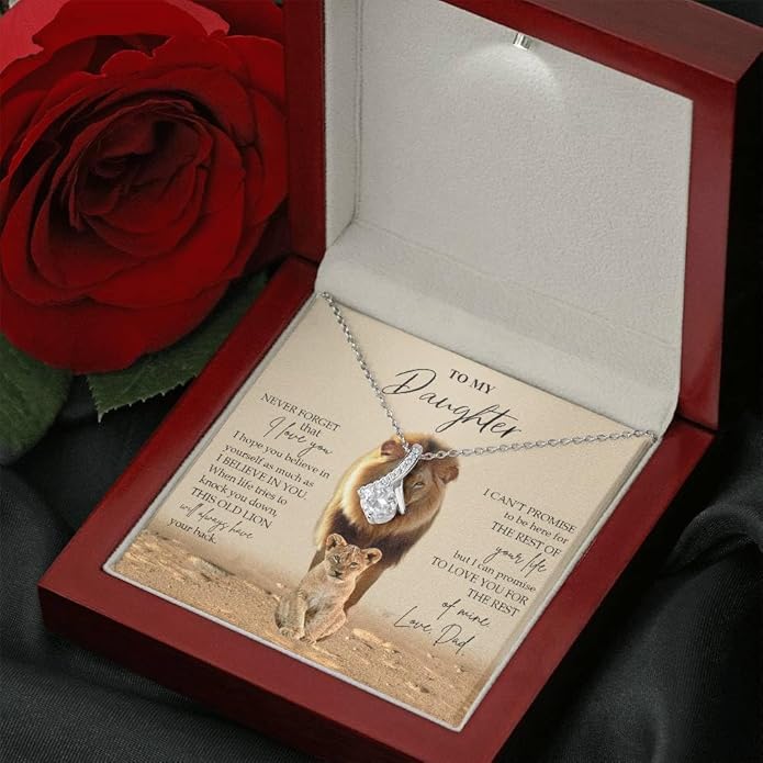 To My Daughter Gift Necklace From Dad or Mom - Badass Daughter Jewelry With Heartfelt Message & Elegant Box
