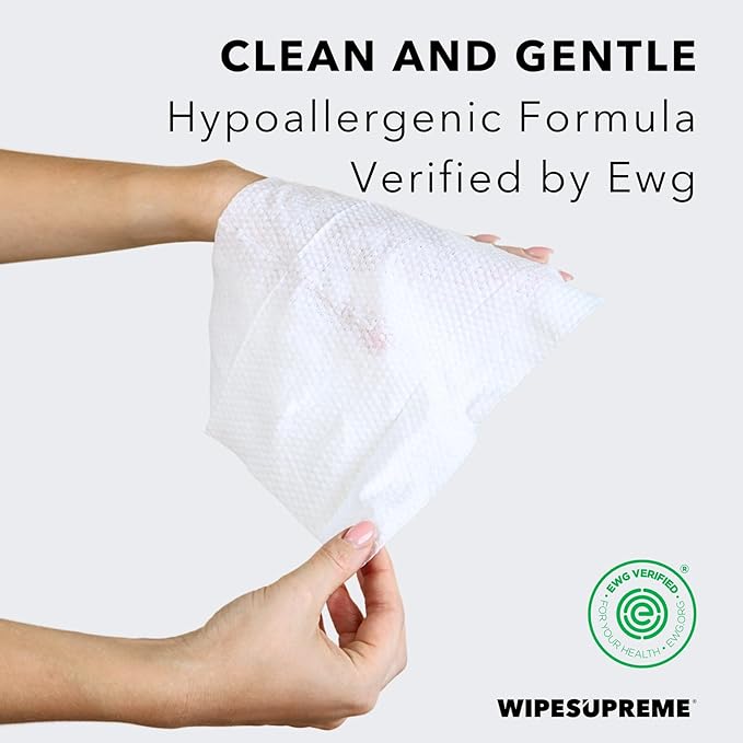 Wipesupreme Compostable Hand & Body Wipes, Hypoallergenic for Sensitive Skin, EWG Verified, Moisturizing with Hyaluronic Acid, Babies to Adults | Travel, 100 Count (4 Pack)