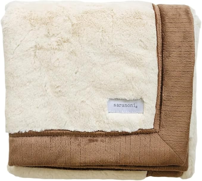 SARANONI Super Soft Boutique Quality Swirl Lush Luxury Baby Blanket (Ivory Swirl Gingersnap, Receiving 30" x 40”)