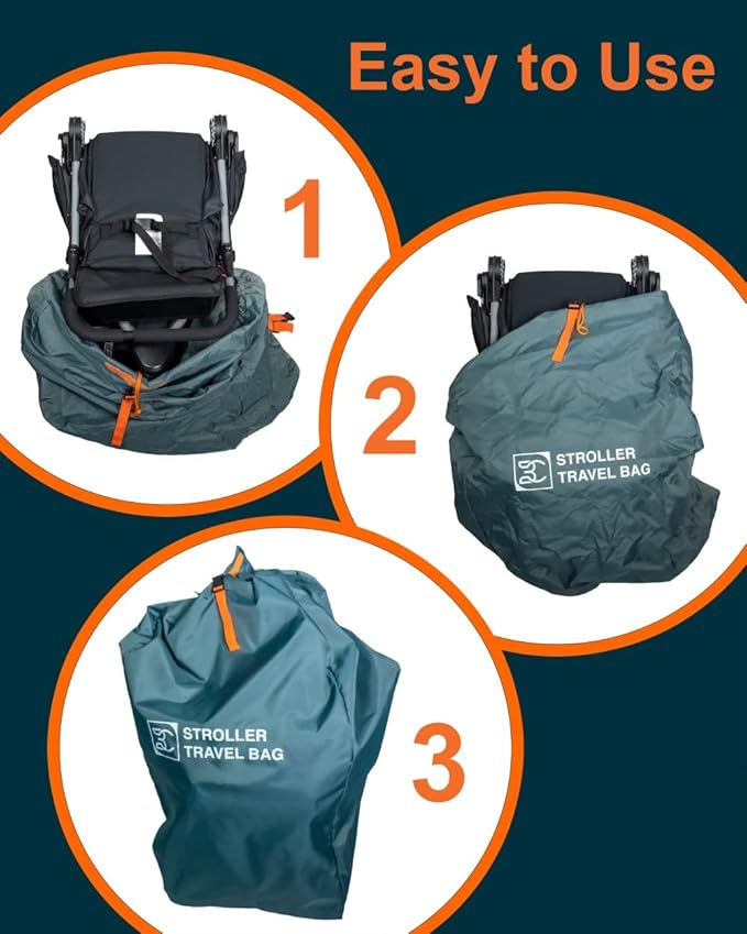 Extra Large,Heavy Duty Stroller and Car Seat Gate Check Bag,Compatible with: WONDERFOLD, BOB, DOONA, RADIO FLYER, VEER, JEEP WAGON, ETC., double and Jogging Strollers,Stroller Bag for Airplane
