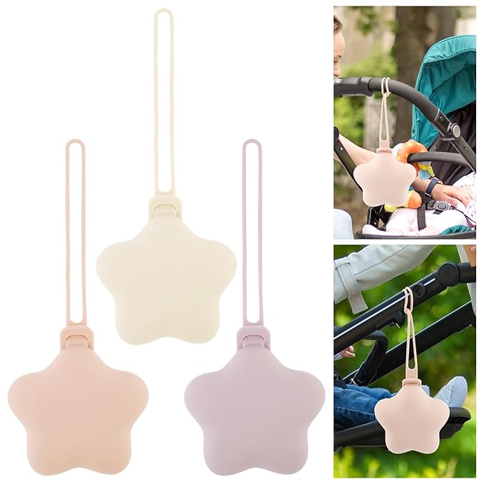 3 Pcs Silicone Pacifier Holder Case Safe and Soft Material Pacifier Pouch Portable Pacifier Case Protective Pacifier Storage Case Easy to Clean for Diaper Bag Stroller