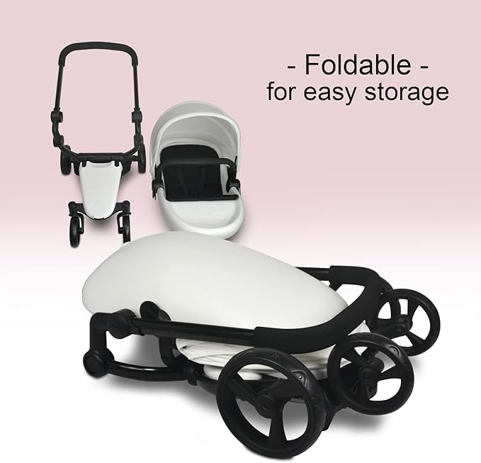 Anivia Luxury Baby Doll Stroller for 18" & 20" Girl Dolls - Doll Stroller with Folding Canopy, Mute Wheels and 2 Storage Baskets, Easy to Assemble