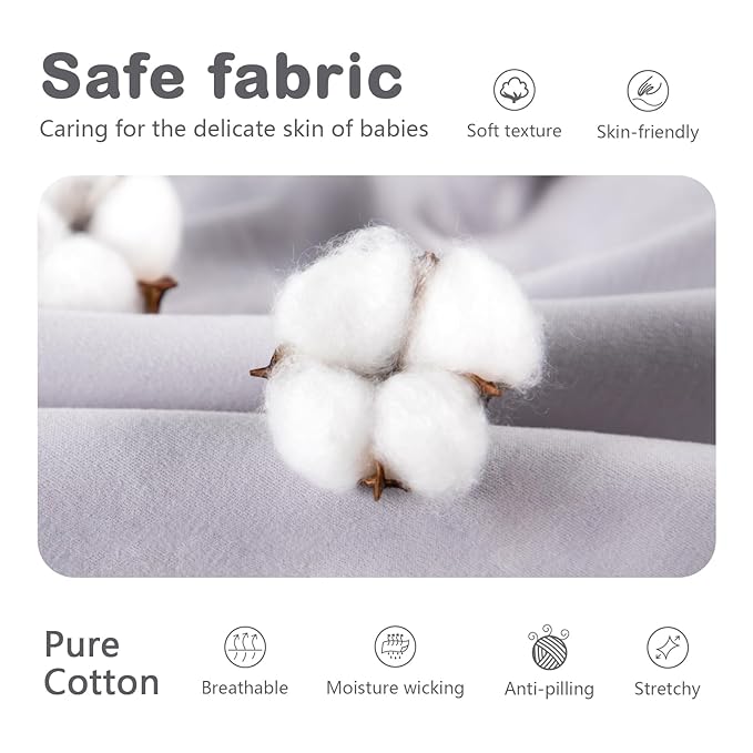 Mosebears Sleep Sack Baby Winter Wearable Blanket with 2-Way Zipper,2.5 TOG Cotton Sleep Sack Unisex (Light Grey, 0-6 Months)