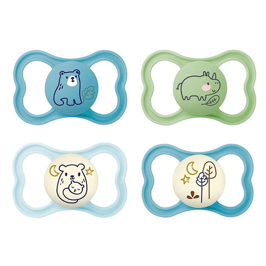 MAM Air Day & Night Baby Pacifier, for Sensitive Skin, Glows in The Dark, 16+ Months, Baby Boy, 4 Count