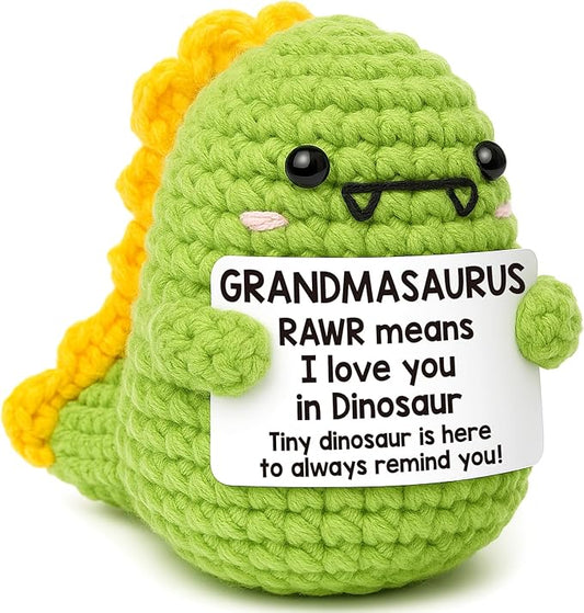 Mini Birthday Gift for Grandma from Granddaughter Grandson I Love You Grandmother Best Ever Grandparents Day Handmade Crochet Small Dinosaur Thanksgiving Day Presents for Great Grandma Nana Gigi