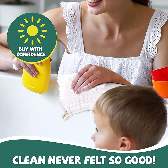 Baby Muslin Washcloths -6 Layer Soft Absorbent Face Towel - Natural Newborn Wipes for Delicate Skin - Baby Registry as Shower
