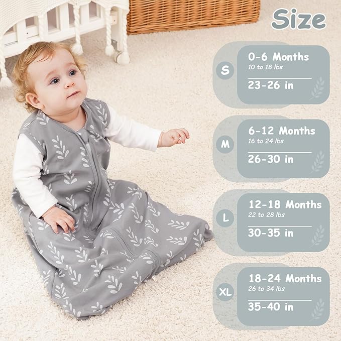 Looxii Baby Sleep Sack 0.5 TOG, 100% Cotton 3 Pack Wearable Blanket Baby Sleep Bag for Newborn Infant, 2-Way Zipper Lightweight Toddler Sleeping Sack 0-6 Months