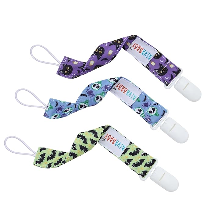 ALVABABY Paci Clip 8 Pack Holder Leashes for Newborn Baby Boys Girls Halloween 8DP04-DA