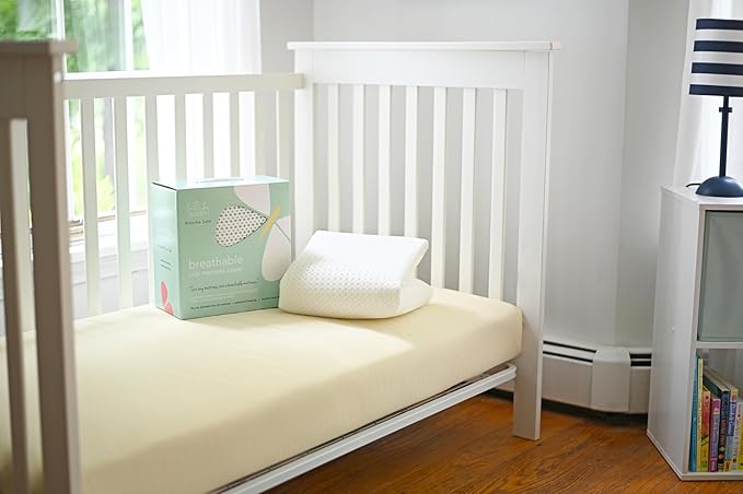 Lullaby Earth Breathe Safe Air Breathable Crib Mattress Pad, Removable Mattress Cover with Waterproof Layer for Baby and Toddler Beds, Standard Crib Size White
