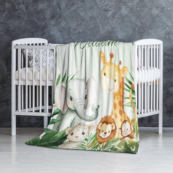 Personalized Baby Blanket for Boys, Custom Baby Blanket for Kids Customized Name Blankets in Easter Personalized Gifts for Christmas Birthday Infant Newborn Shower (Green)