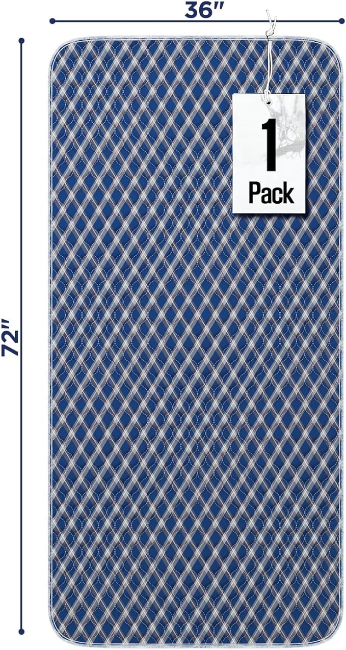 Non-Slip Bed Pads for Incontinence Washable (36" x 72"|1 Pack), Navy Blue Grid, Waterproof Bed Pads, Bed Wetting Pads for Bed, Sofa, Floor, Resuable Underpads for Adults, Seniors, Pet