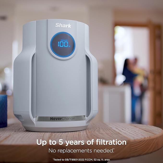 Shark NeverChange Air Purifier Compact Pro with Long-lasting HEPA Exceeding Filtration, For Pet Dander, Dust, Smoke, Allergens, Up to 250 sq. ft. for Bedroom, Home Office, Dorm, HP071BRN (2025)