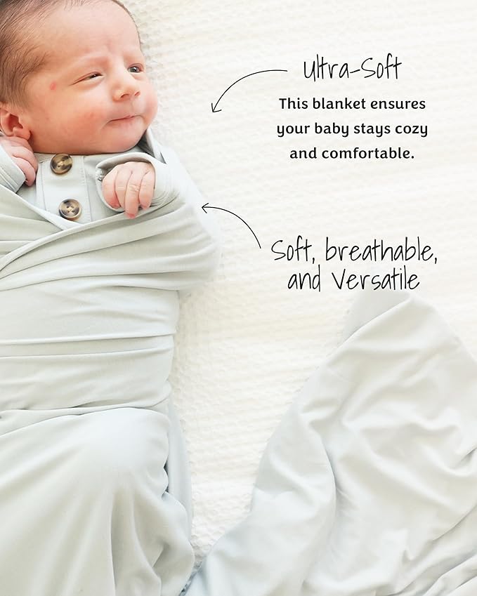 Caden Lane Baby Swaddle & Receiving Blanket, Soft, Breathable & Temperature-Regulating Bamboo Viscose Fabric for Swaddling Newborns, Gender Neutral Infant Blanket for Boys & Girls, Lily Pad Green