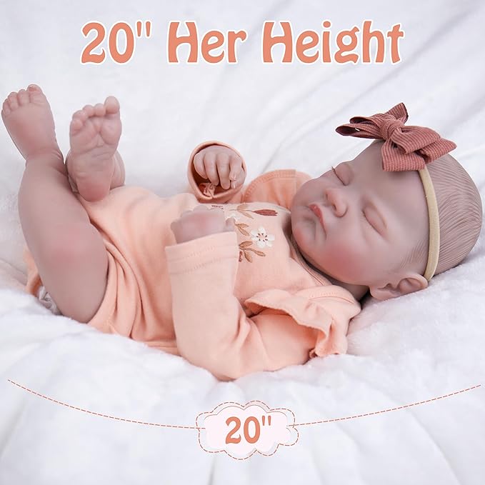 Milidool Realistic Reborn Baby Dolls-20 Inch Real Life Baby Dolls Girl Lifelike Baby Doll for 3+ Years Old