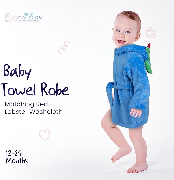 Rising Star Baby Toddler Robe Or Kids Robe for Girls and Boys - Kids & Baby Bath Robe Spa Set with Washcloth or Slippers