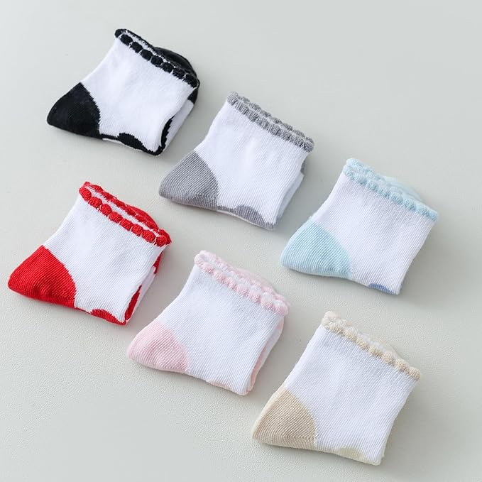 EPEIUS Unisex Baby Girls Boys Non-Slip Socks (Set of 6)