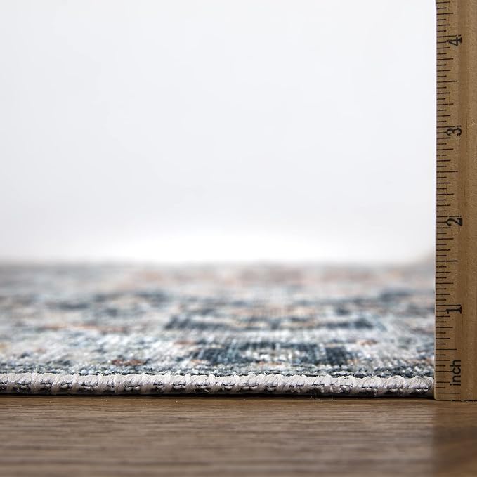 Bloom Rugs Caria Washable Non-Slip 12 ft Runner - Terracotta/Teal Traditional Runner for Entryway, Hallway, Bathroom, and Kitchen - Exact Size: 2'6" x 12'