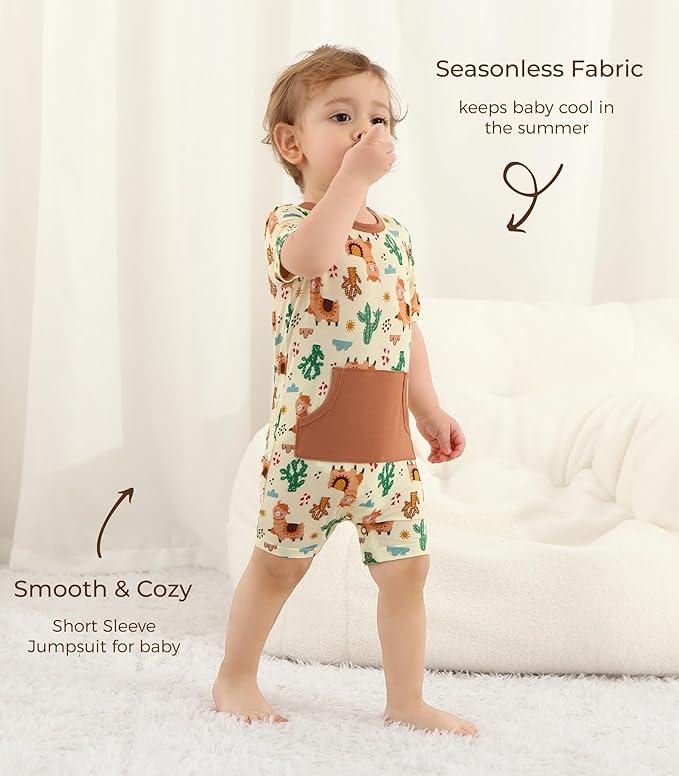 Baby Boy Romper Toddler Boys Short Sleeve Shorts Soft Jumpsuit Outfit Viscose Made from Bamboo