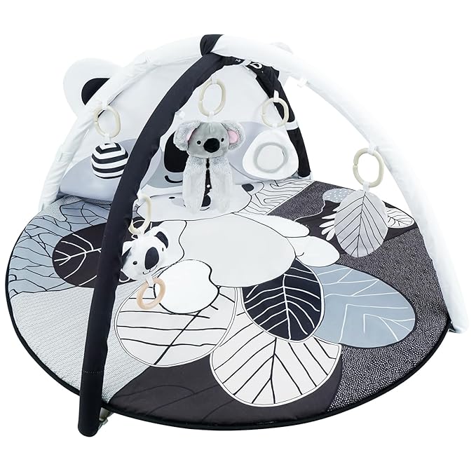 Baby Play Activity Gym Tummy Time Mat for Infant,Baby Gyms & Playmats for Babies 0 to 3 6 9 12 Months with 5 Toys for Early Sensory Exploration and Motor Skill Development Koala