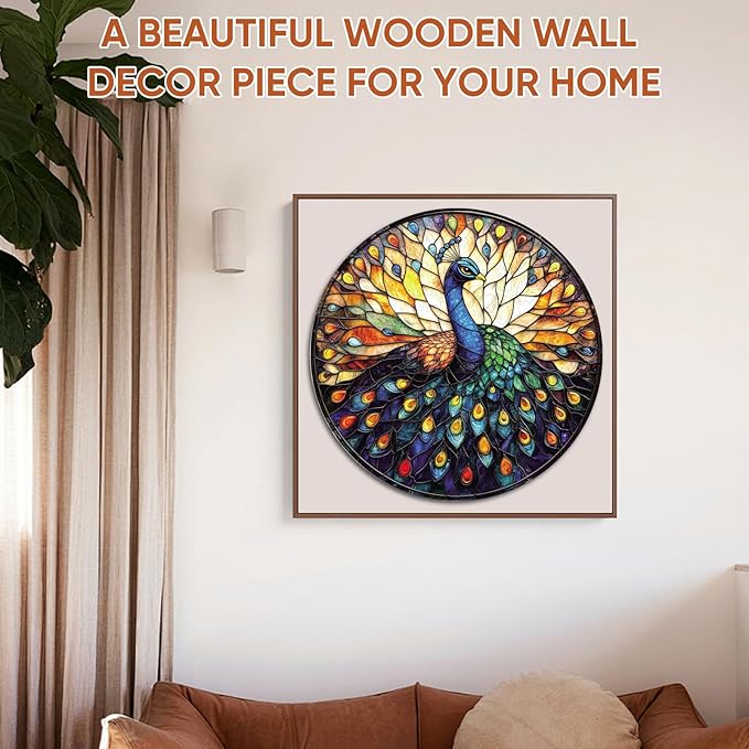 Wooden Puzzles for Adults 500 Piece, Peacock Jigsaw Puzzles, Unique Shape Adult Puzzles, Irregular Christmas Thanksgiving Gifts for Family Friend(16.5 * 16.5 in)