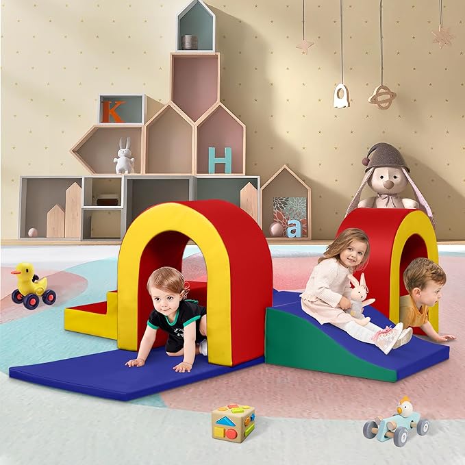 10 Piece Foam Climbing Blocks, Soft Climbing Toys for Toddlers, Lightweight Baby Climbing Gym, Indoor Baby Activity Play Set for Crawling Climbing and Sliding
