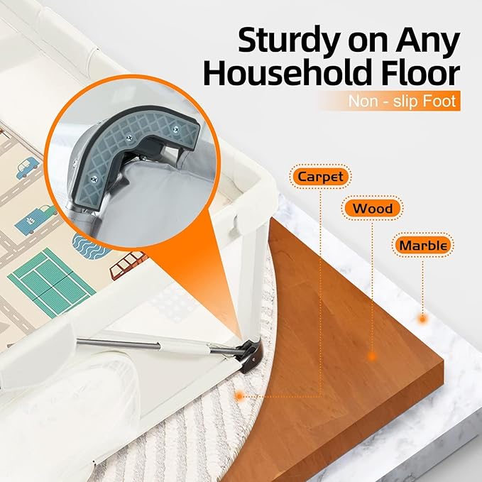 Foldable Baby Playpen 47x63 inch, iTiLike Playpen for Babies and Toddlers with 50 PCS Ocean Balls & 4 Handles, Indoor & Outdoor Kids Safety Play Pen Area, Portable Travel Play Yard (Beige)