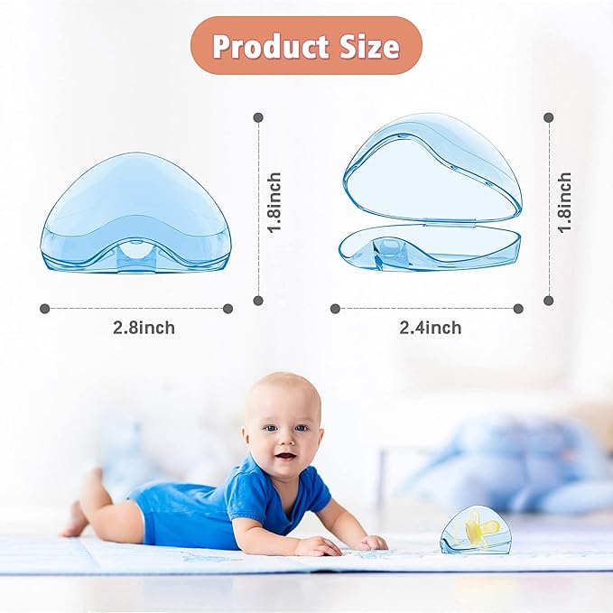 Smlpuame Pacifier Case,3 Pack BPA Free Pacifier Holder Case,Transparent Container Box for Baby Binky(Not Included),Essential Pacifier Accessories,Alway Keep Paci Clean,Easy to Clean(Blue)
