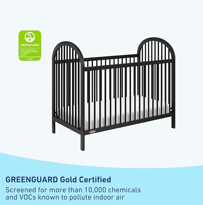 Graco Olivia Convertible Crib and Graco Premium Foam Crib & Toddler Bed Mattress Bundle (Black) – GREENGUARD Gold Certified, Standard Crib Mattress, Baby Crib Converts to Toddler Bed & Daybed