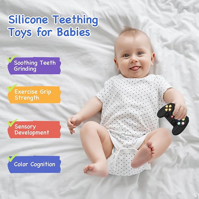 1 Pack Silicone Teethers for Babies 6-12 Months, Teething Toys for Babies 0-6 Months, Remote Teether for Baby, Sensory Toys for Babies,Toddler Infant Girl Boy Gifts