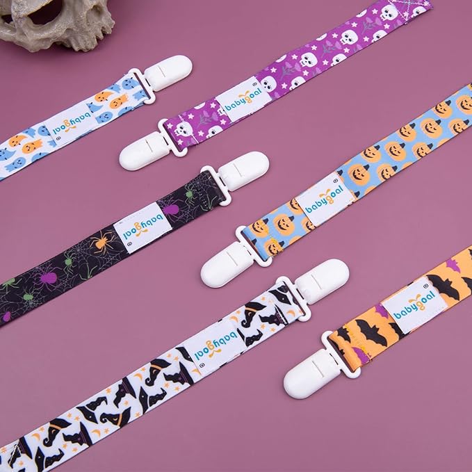 Babygoal Halloween Pacifier Clips, 6 Pack Binky Paci Holder and Leash for Boys and Girls Fits for Most Pacifier, Binkie Styles & Baby Teethers & Toys and Gift 6PB18