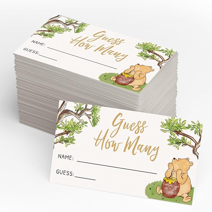 Baby Shower Guess How Many Game Set of 30, Party Supplies - Classic Pooh Collection (How Many Game)