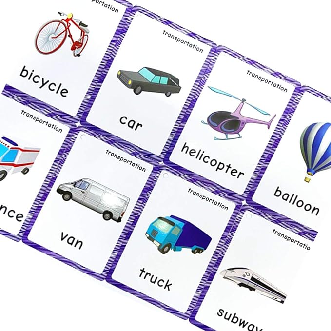 SANTSUN Set of Transportation Flashcards for Toddlers(22 pcs)| Kids Vocabulary Picture Montessori Pocket Cards | Perfect for Preschoolers & Kindergarteners, Teacher/Autism Therapists Tools