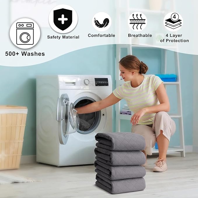 Waterproof Pads for Bed 18x24 Inch(4Pack),Pee Pads for Kids,Hide Stains,Bed Protector Pads,Bed Wetting Pad for Kid,Pet, Incontinence Pad for Bed,Washable Incontinence Pad,Waterproof Bed Pad