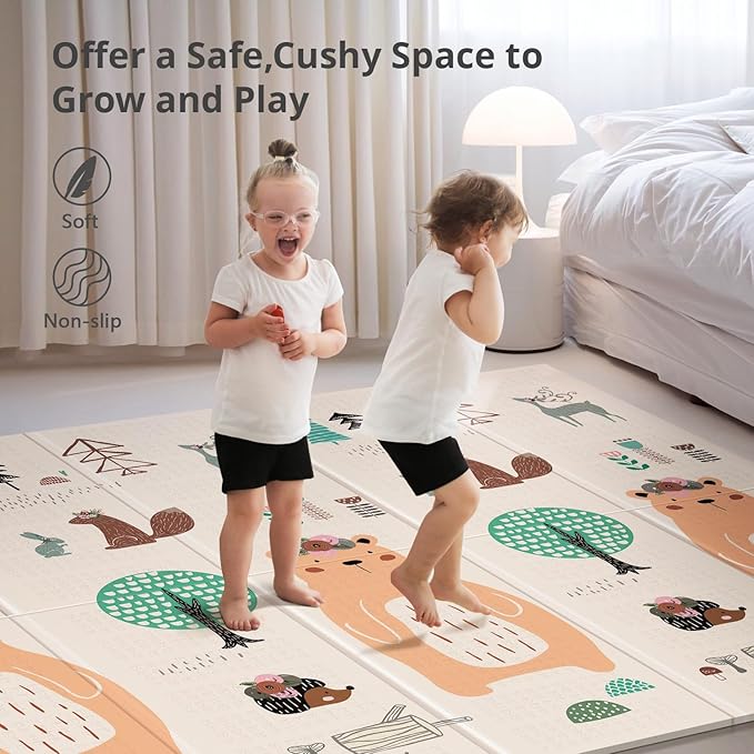 UANLAUO Baby Play Mat,71"x 79"Extra Large Playmats,Foldable Baby Play Mat for Floor,Non-Toxic Tummy Time and Crawling Playmat,Thick Foam Play Mat for Baby,Reversible Portable for Infant,Toddler
