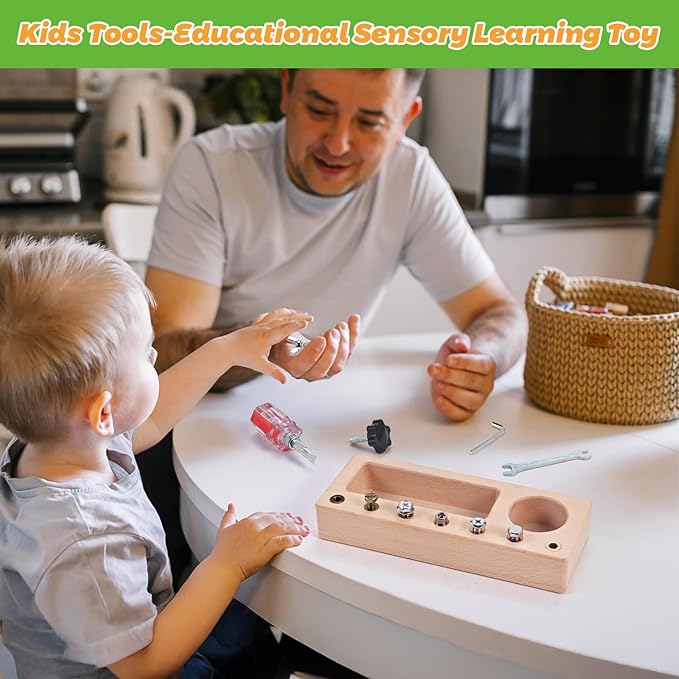 Montessori Screwdriver Board Set, Wooden Montessori Toys for 3 4 5 Year Old, Toddler Screwdriver Toy, Kids Tool Set, Preschool Learning Sensory Toy, Fine Motor Skills Toys
