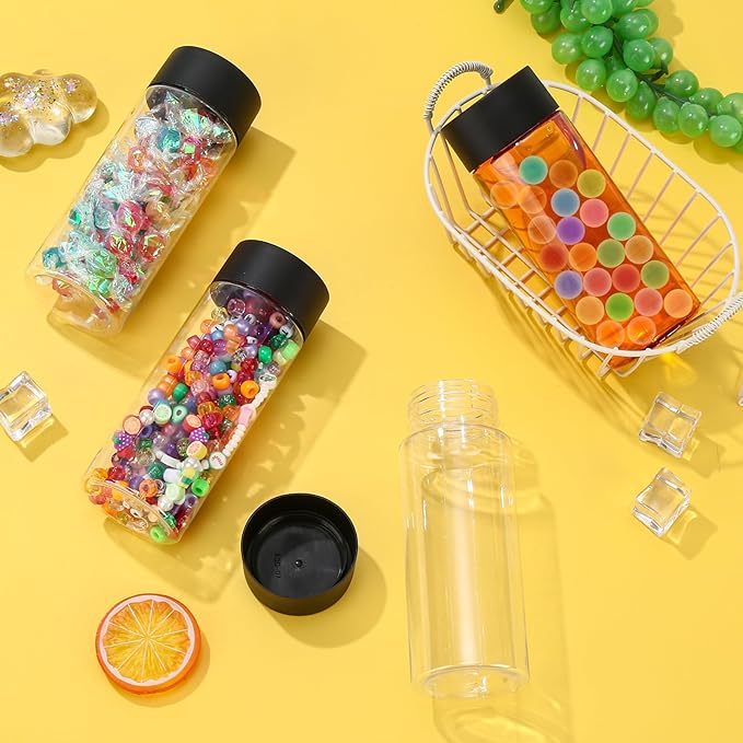 30 Pcs Empty Sensory Bottles,12 oz Leakproof Clear Plastic Juice Water Bottles with Lids,Reusable Drink Containers for Milk Tea Beverages Sensory Crafts Classroom Handmade Party Supply