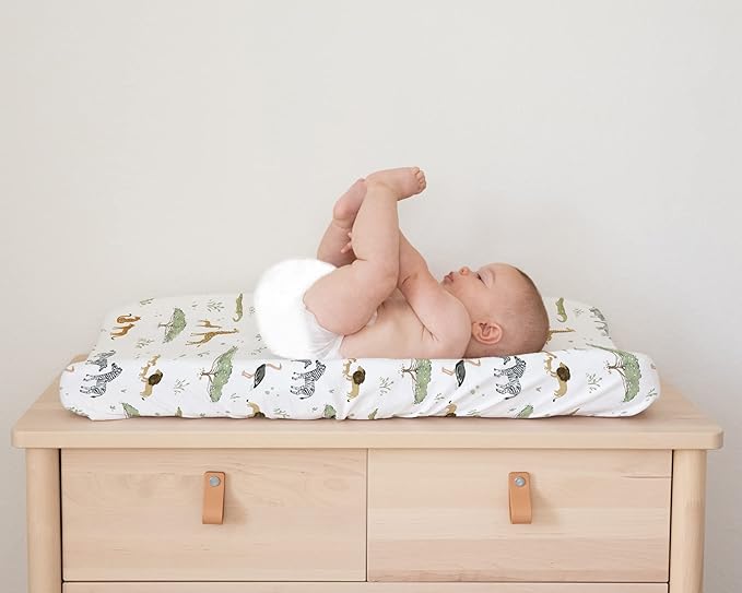 Baby Changing Pad Cover 2-Pack for Boys, Girls (Safari Adventure) - Premium Fitted Sheets Baby Diaper Changing Table Cover - Buttery Soft Cotton Blend