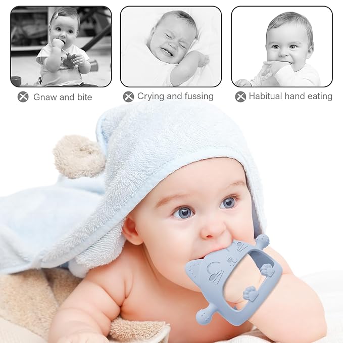 Baby Teething Toys for Babies 0-6 Months-Baby Teether,Anti-Drop Silicone Mitten Teething Toy for Soothing Sore Gums,Teething Pacifier,Baby Toys 6 to 12 Months-Ideal Baby Travel Essentials for Moms