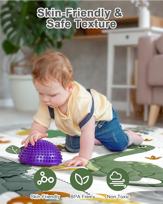 Premium Foam Baby Play Mat 59x59 – Removable & Machine Washable Cover, Extra Thick Padding Playpen Mat, Non-Slip Crawling Mat, Easy to Clean for Infants, Toddlers & Babies