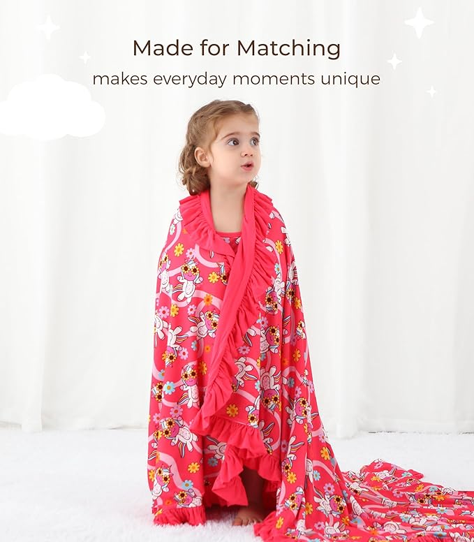 Premium Baby Blanket for Girls, Stretchy Quilt, Soft Crib Bedding for Newborn Baby and Toddler, Ruffle Nursery Blanket for Kids, Viscose Made from Bamboo 50''x50'' Pink Unicorn
