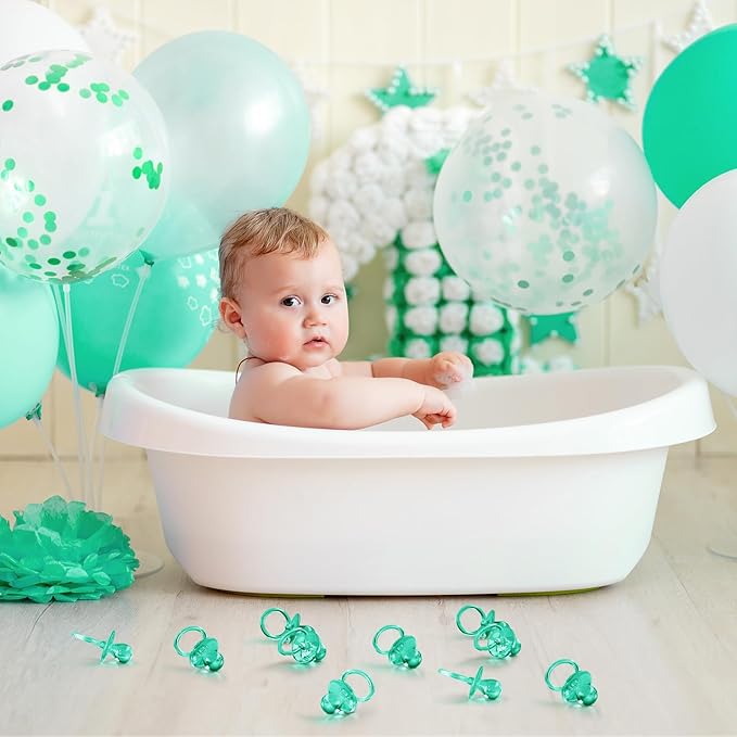 Jetec 48 Pieces 2.5 Inch Acrylic Baby Pacifiers Gender Reveal Party Decorations for DIY Baby Shower Birthday Party Favors(Green)
