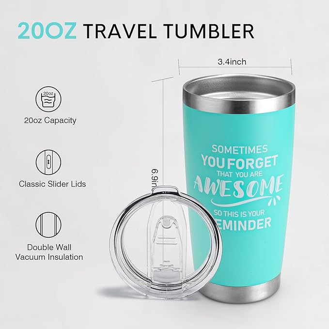 NOWWISH Gifts for Women, Birthday Coffee Tumbler, Inspirational Thank You GIfts for Her Women Mom Wife Mother-in-Law, Green 20oz