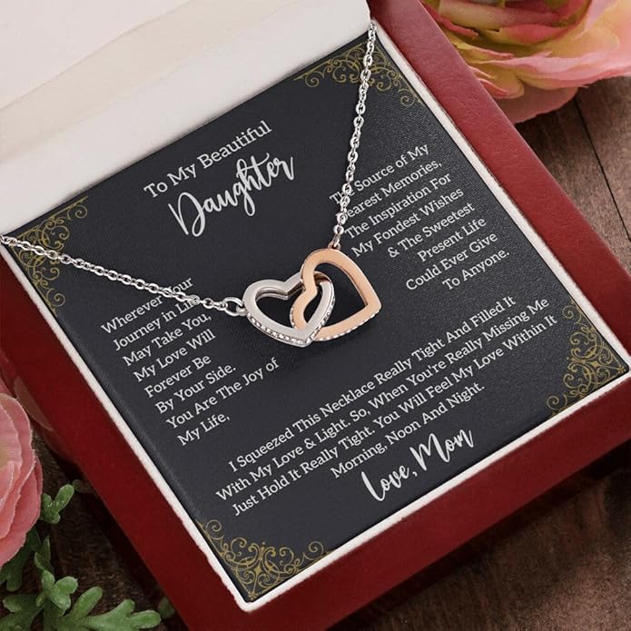 To My Daughter Gift Necklace From Dad or Mom - Badass Daughter Jewelry With Heartfelt Message & Elegant Box