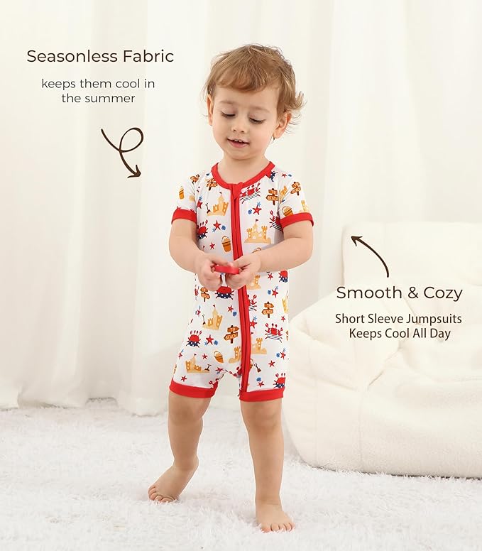 Baby Boy Romper Toddler Boys Short Sleeve Shorts Soft Jumpsuit Outfit Viscose Made from Bamboo