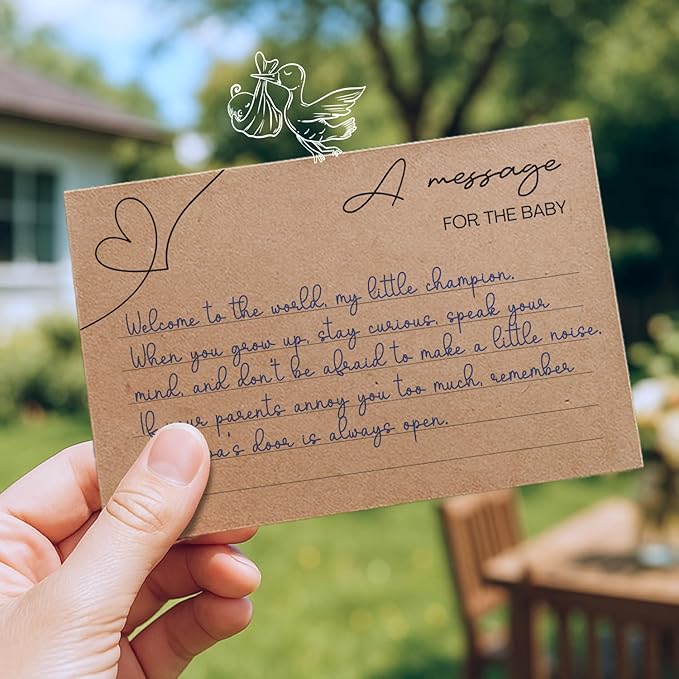 Baby Shower Advice Cards for Parents To Be - 50 pcs Double Sided Wishes Cards with Box - Wishes for Baby Shower Decoration Fun Baby Time Capsule Prediction Game Ideas Well Wishes for Mommy To Be