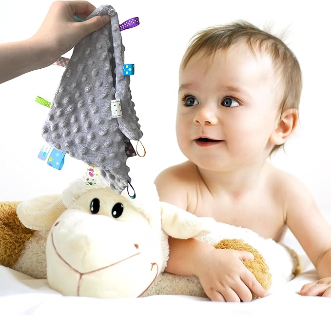 CREVENT Soft Plush Animal Face Security Blankets for Boys and Girls, Great Gifts for Birthday Baby Shower (Bunny + Tag)