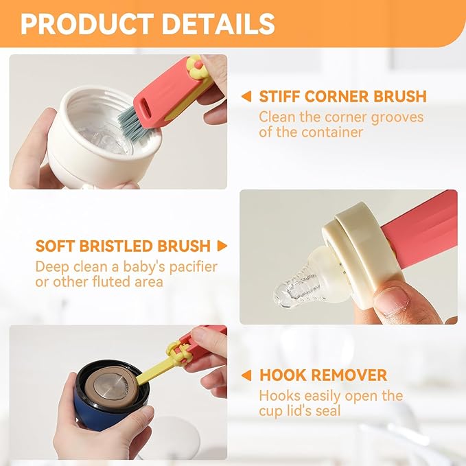 3 in 1 Cup Lid Cleaning Brush, Cup Lid Cleaning Brush Brush, Multifunctional Bottle Cleaning Tools,Home Kitchen Crevice Brush Toolsfor Bottle Gap Tight Spaces (Blue)