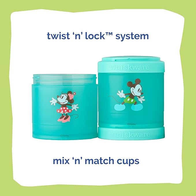 Whiskware Disney Stackable Snack Containers for Kids and Toddlers, 3 Stackable Snack Cups for School and Travel, Mickey and Minnie